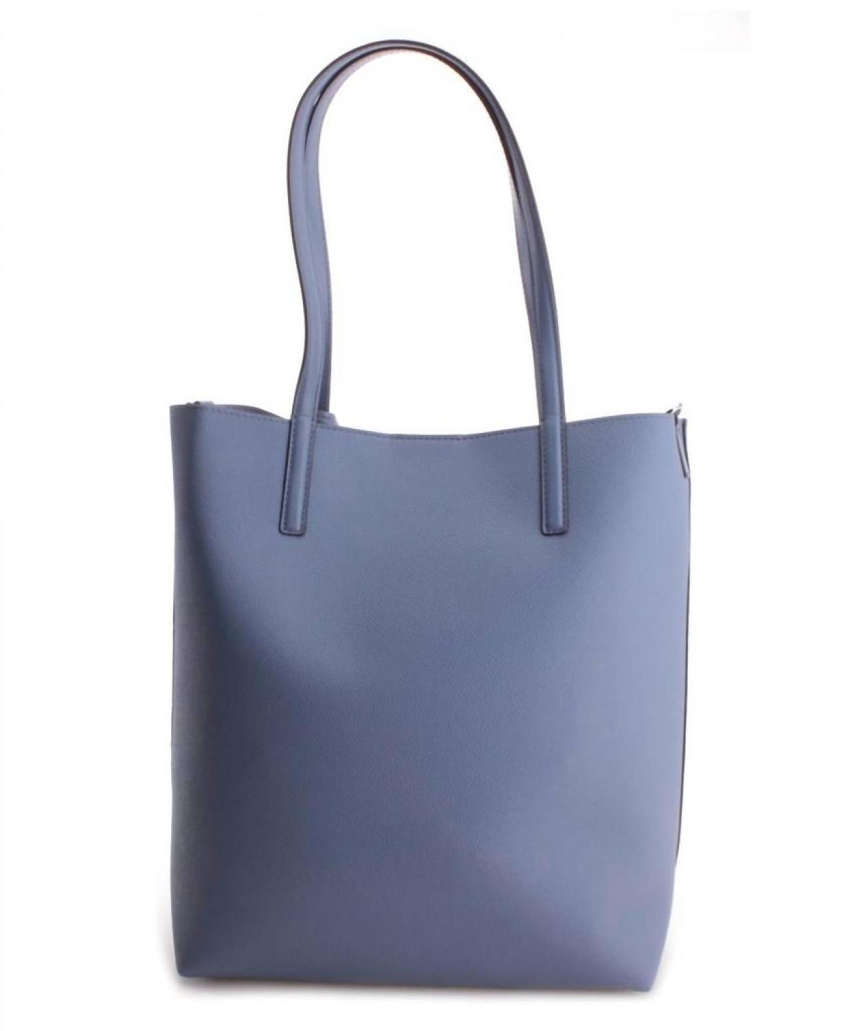 Hayley Leather Tote Bag In Denim/pale Blue