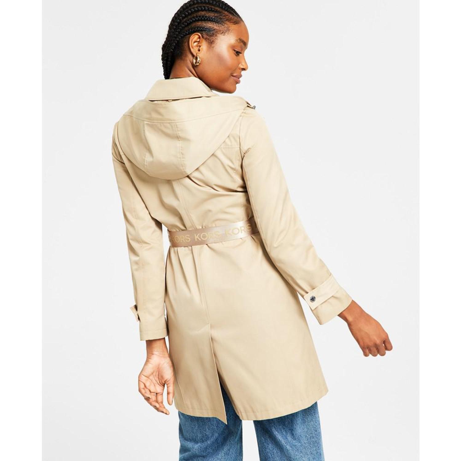 Hooded belted trench coat best sale