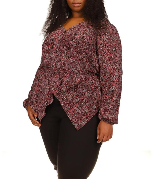 Plus Size Pop Lux Paisley Wrap Top