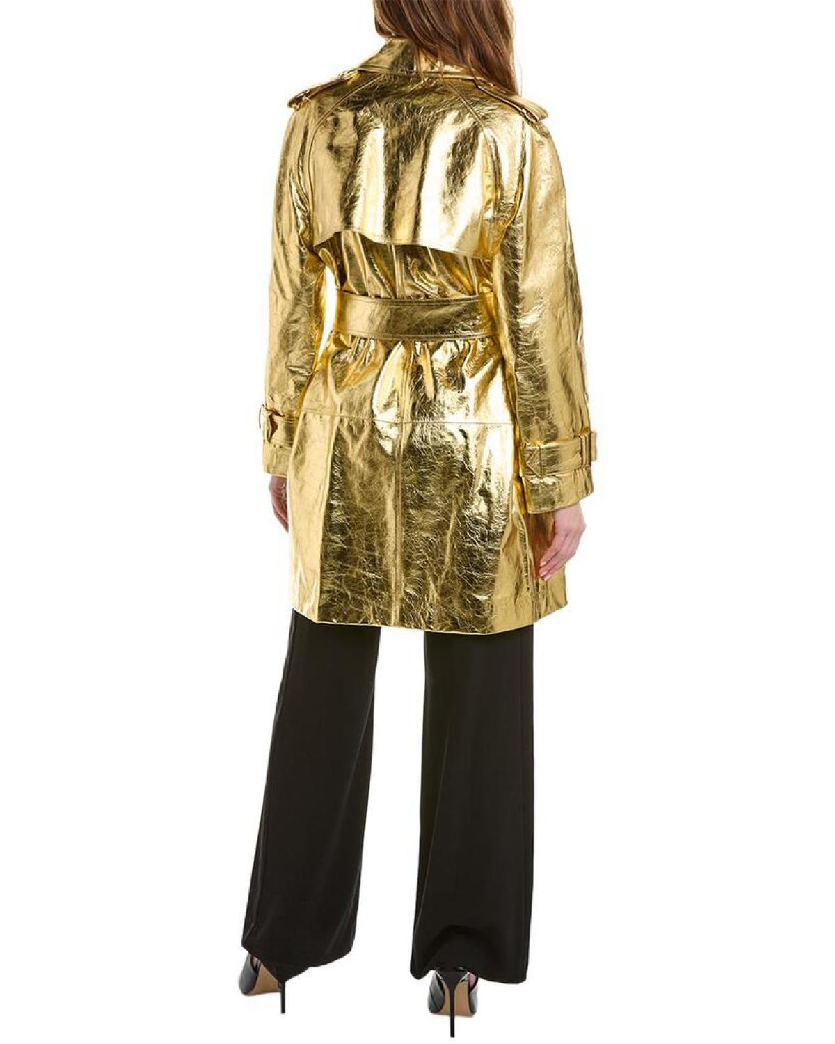 Michael Kors Collection Metallic Leather Trench Coat