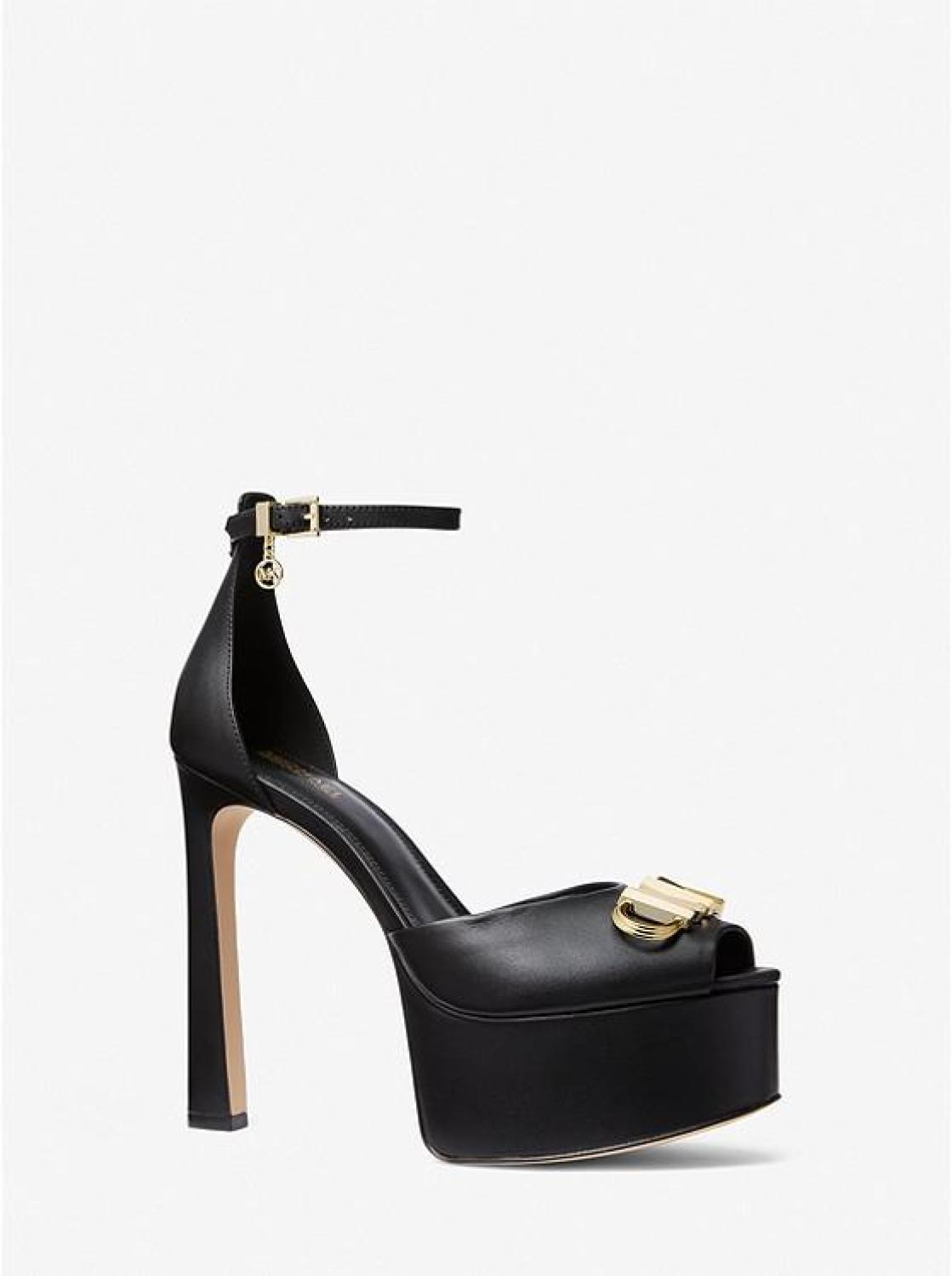 Martina Leather Peep-Toe Platform Pump