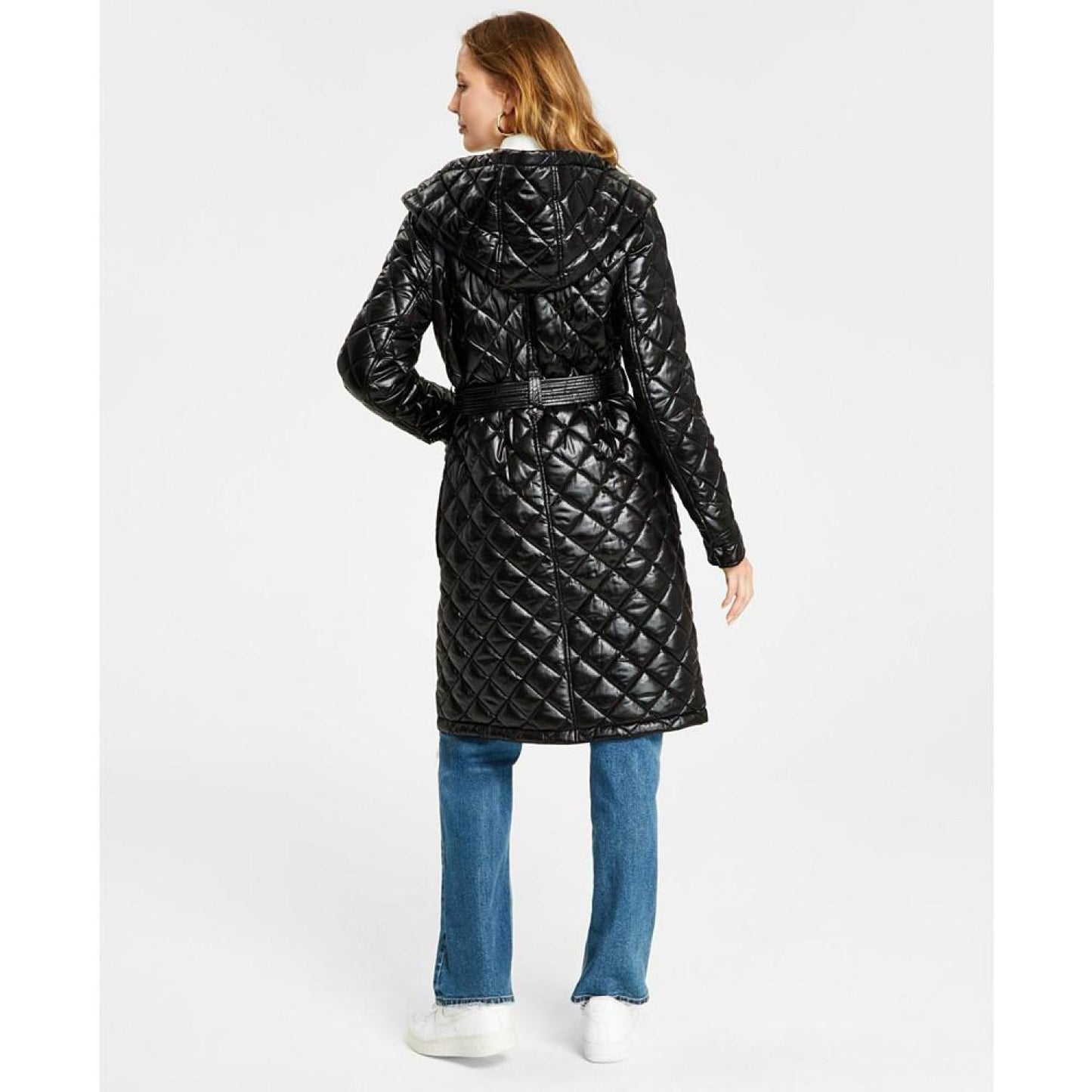 Women's Hooded Belted Quilted Coat