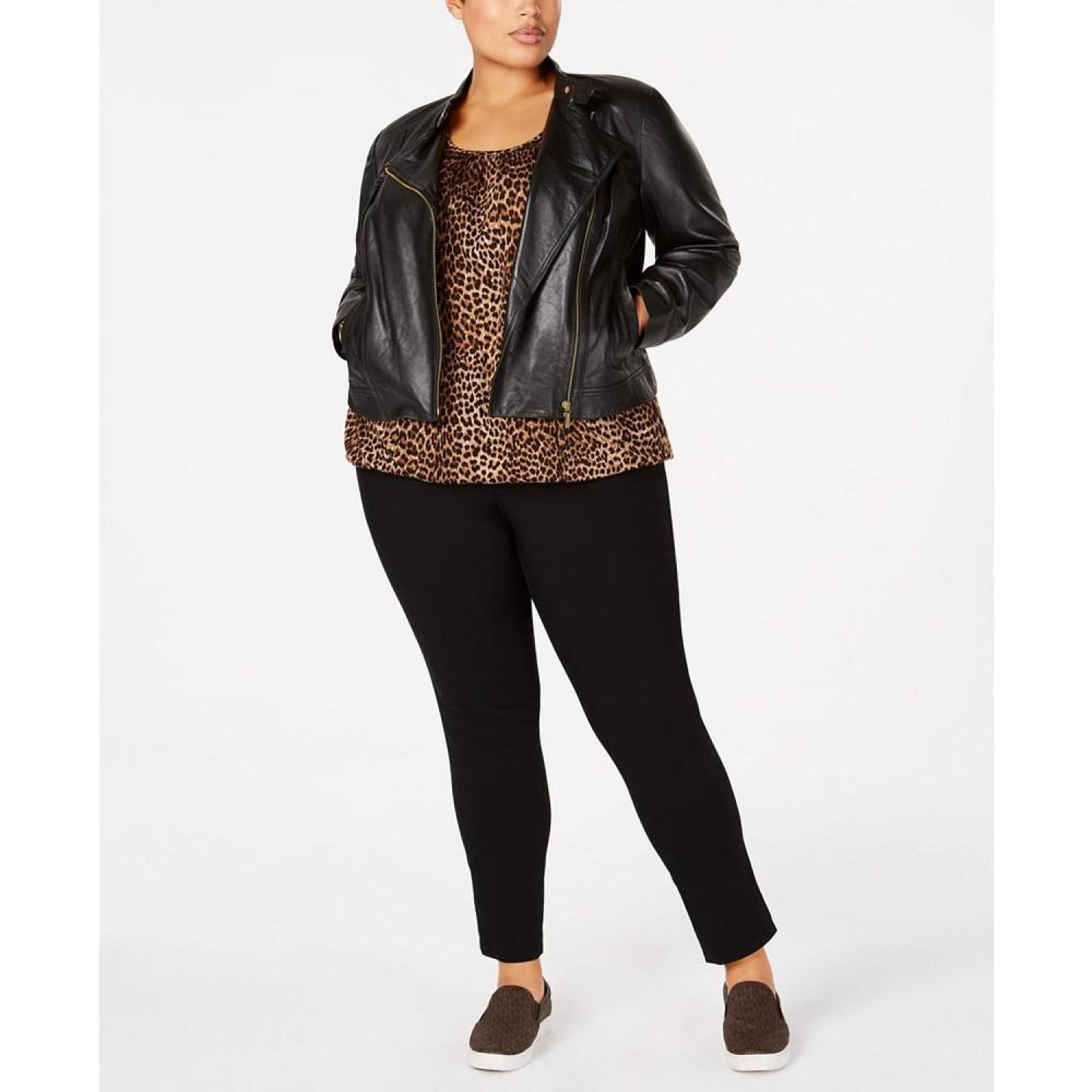 Plus Size Leather Moto Jacket