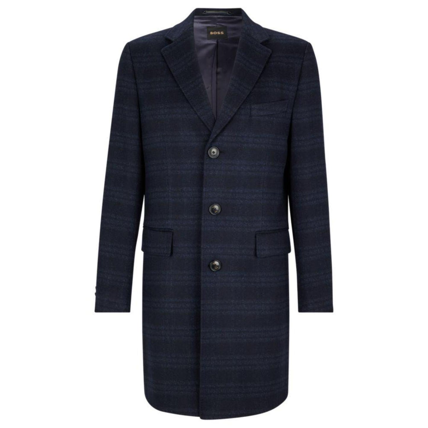 Slim-fit coat in checked virgin wool and cashmere