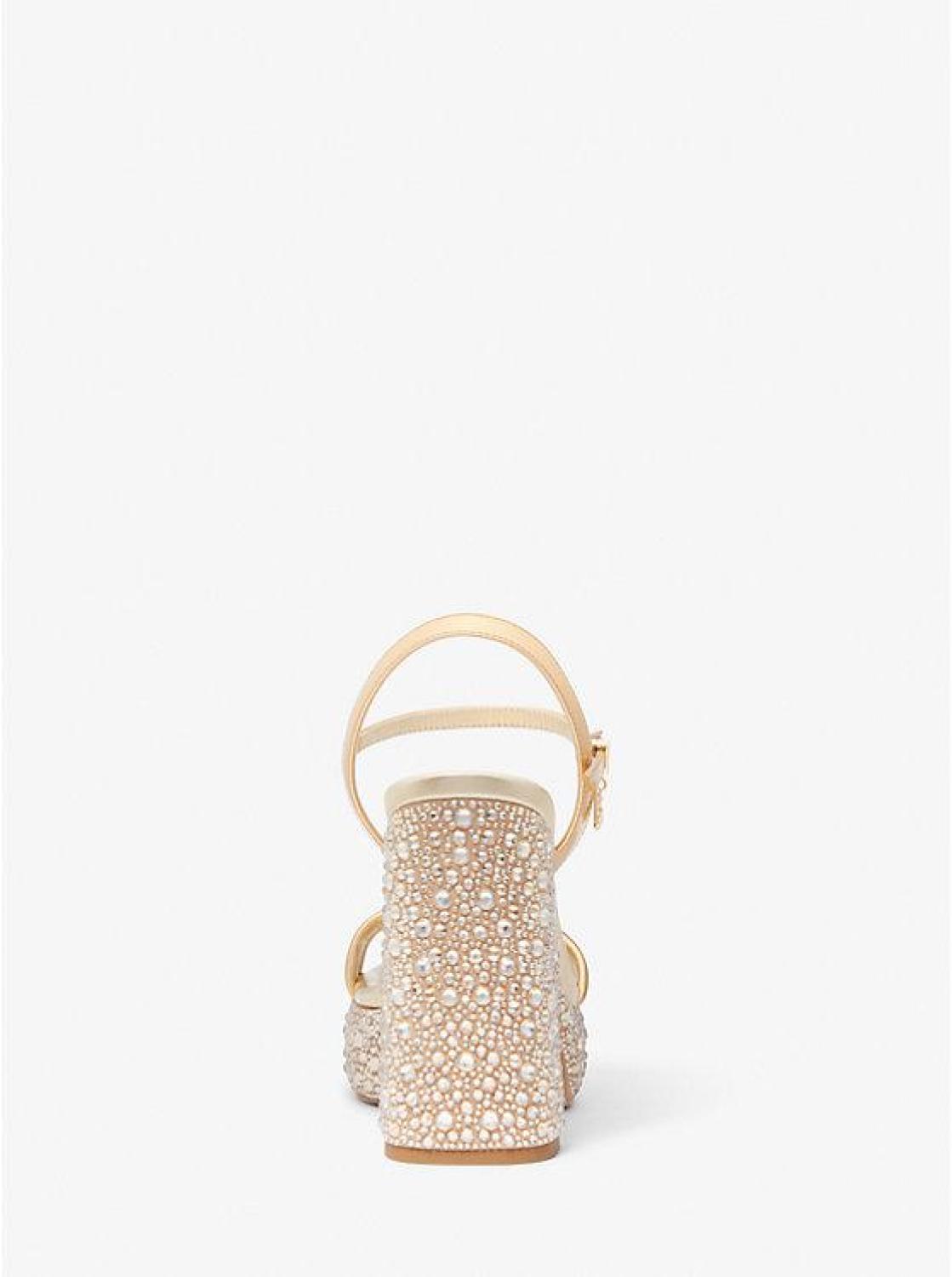 Laci Embellished Metallic Leather Platform Sandal