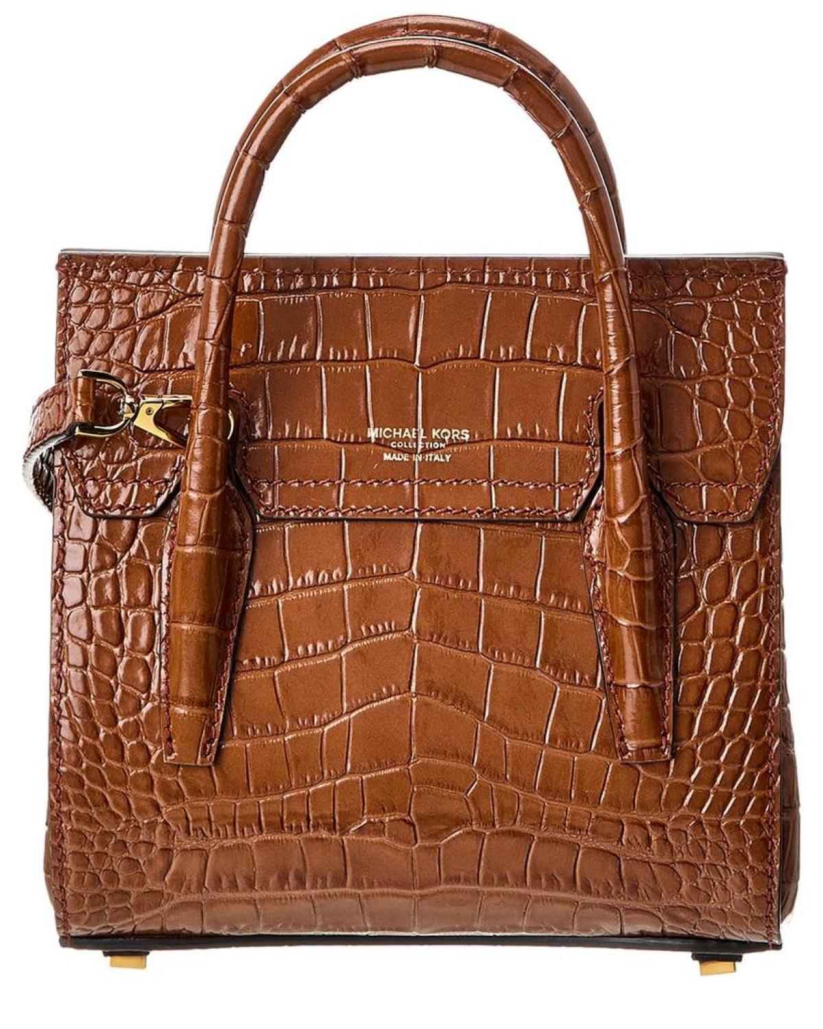 Michael Kors Collection Mini Croc-Embossed Leather Satchel