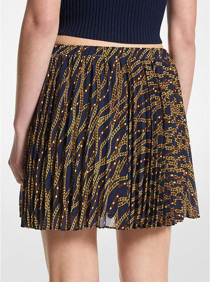 Status Print Georgette Pleated Skirt