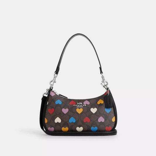 Coach Outlet Teri Shoulder Bag In Signature Canvas With Heart Print