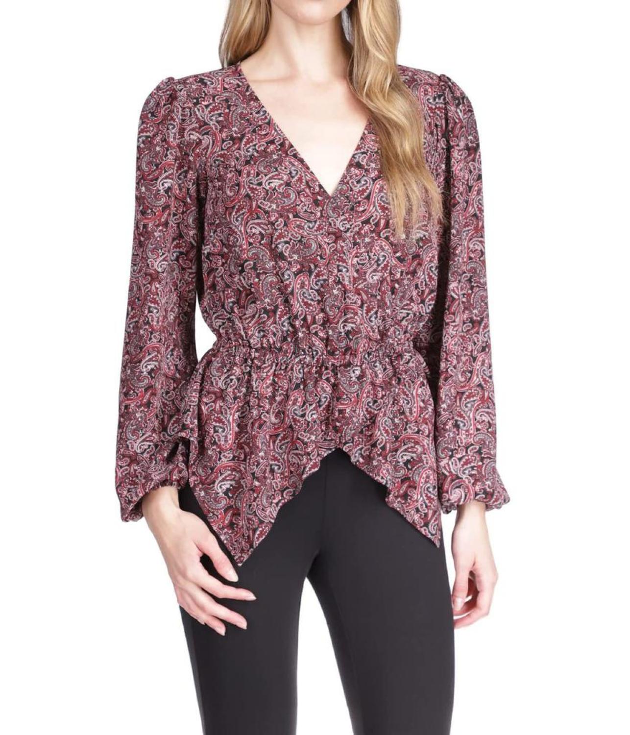 Pop Lux Paisley Wrap Top