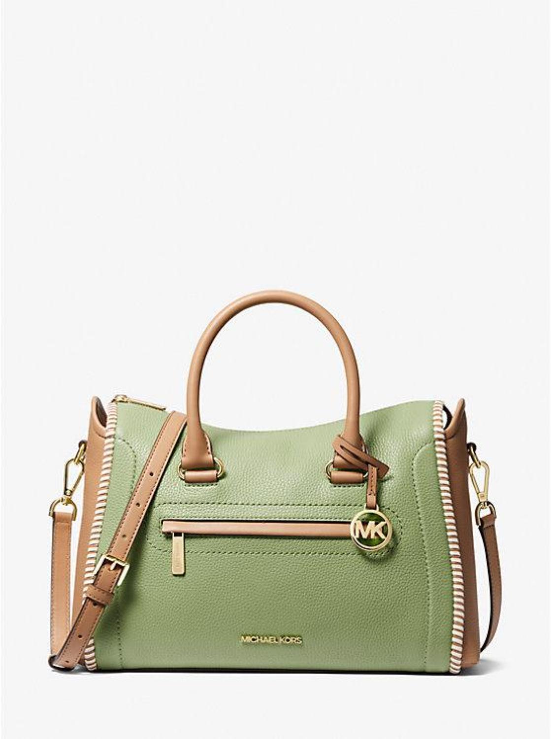 Carine Large Two-Tone Leather Satchel