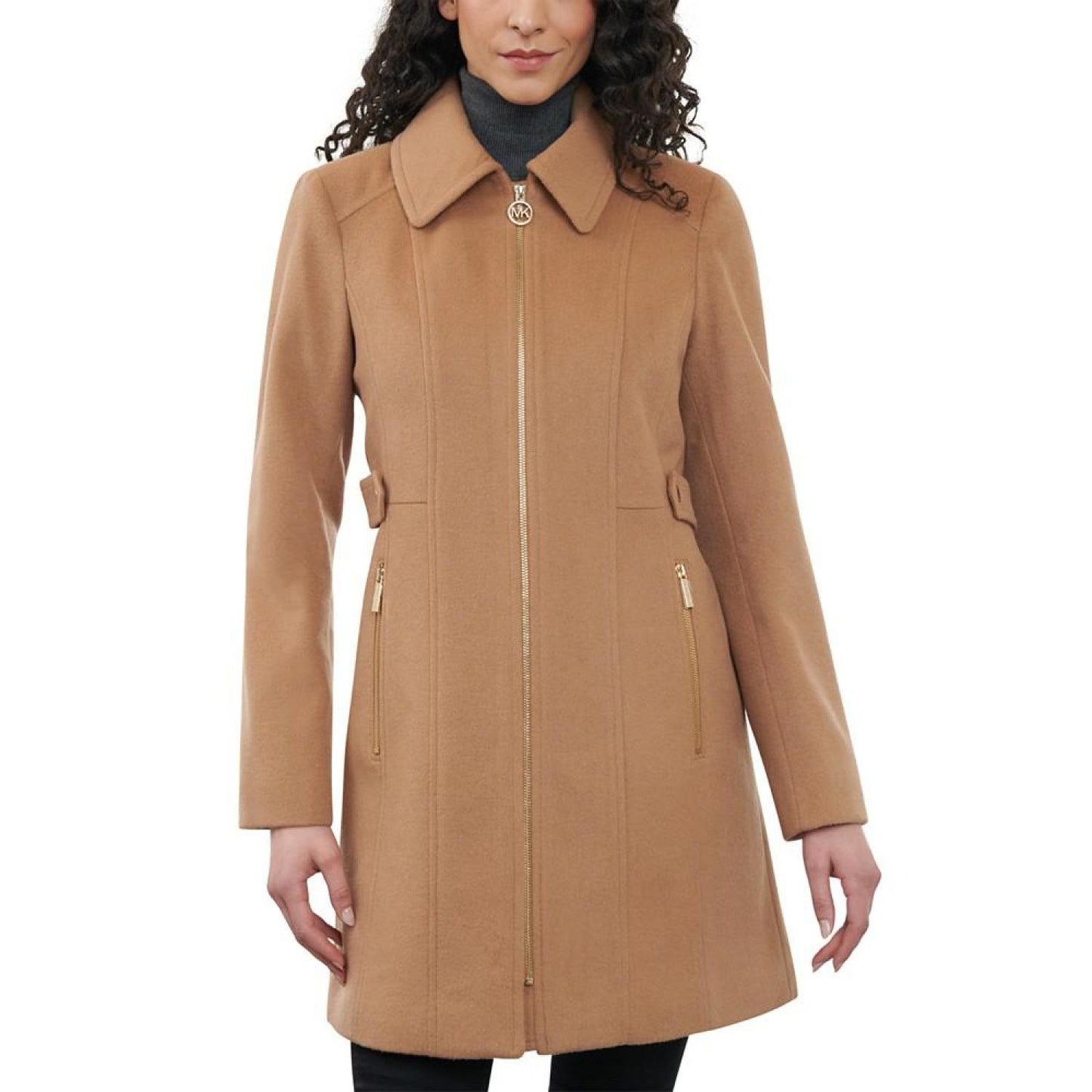 Women's Wool Blend Zip-Front Coat