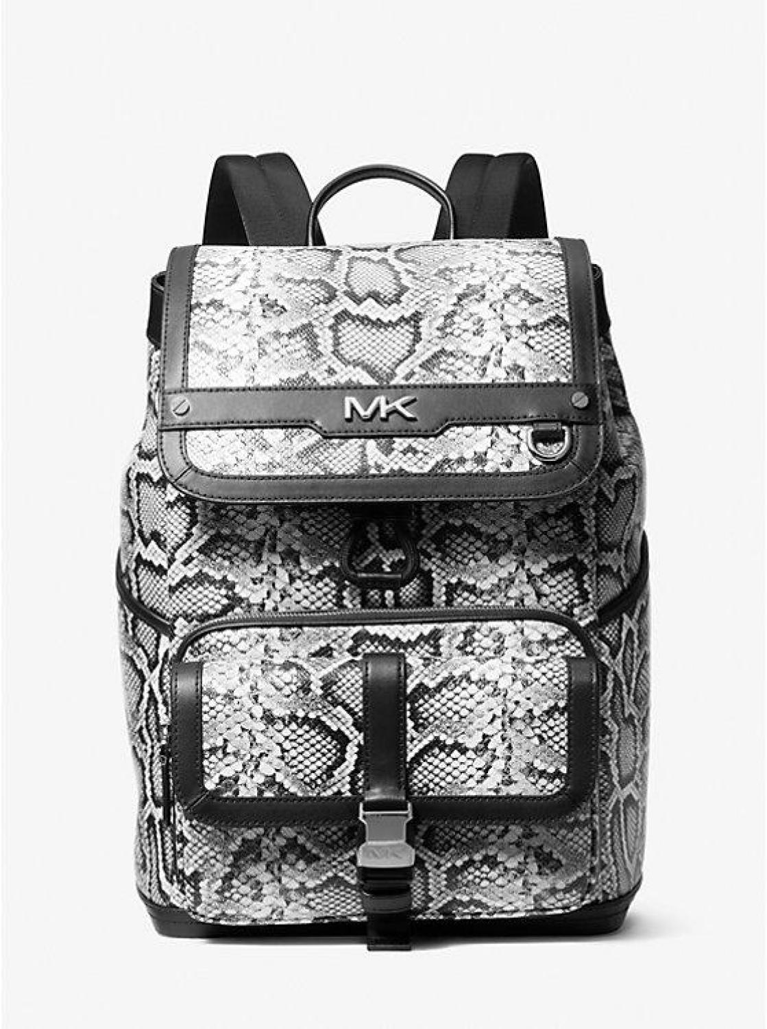 Varick Snake Embossed Leather Utility Backpack