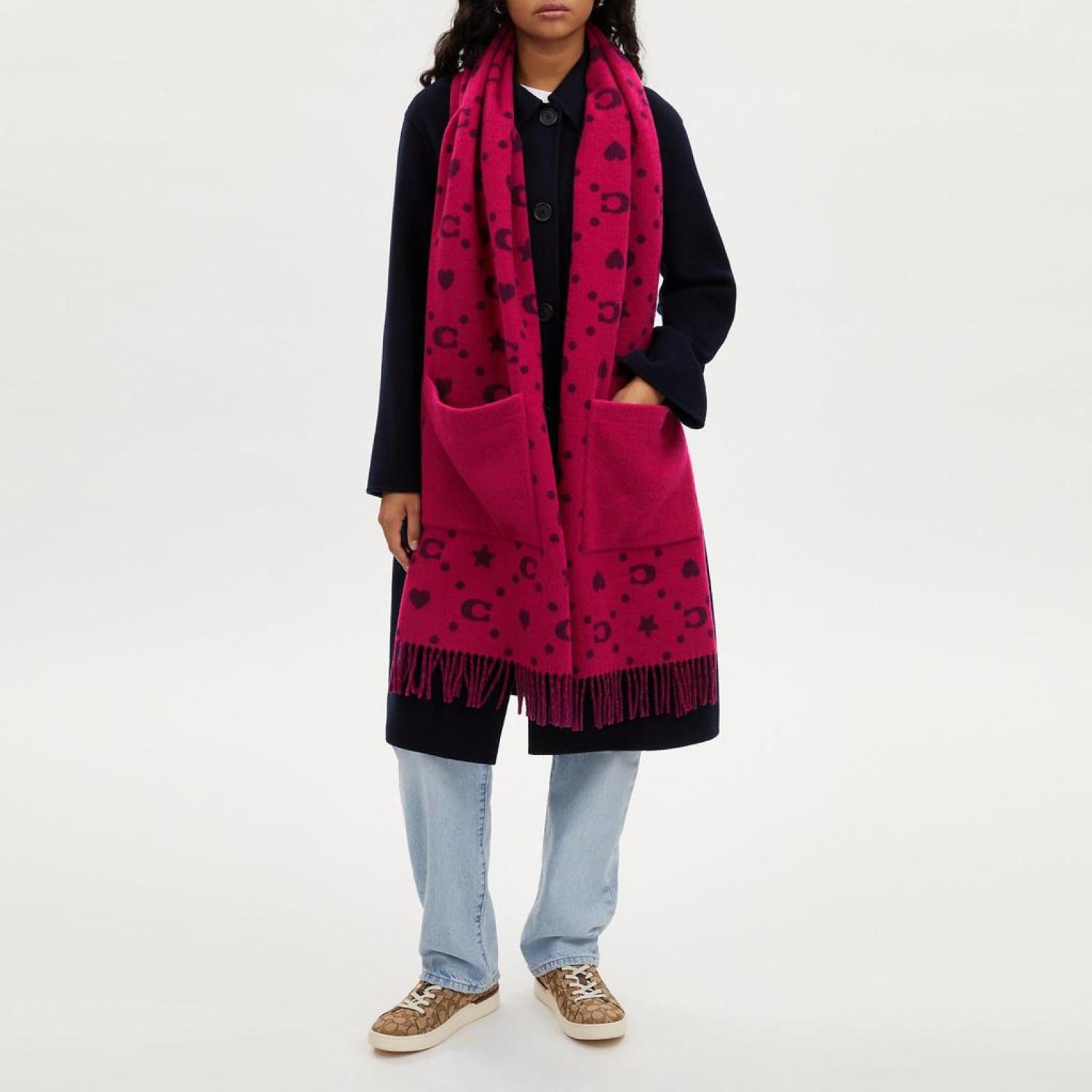 COACH online CHECK PRINT EXTRA LONG MUFFLER SCARF IN COLOR ICE PINK