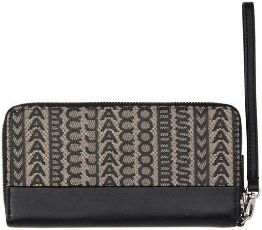 Black & Beige 'The Monogram Jacquard Continental Wristlet' Wallet