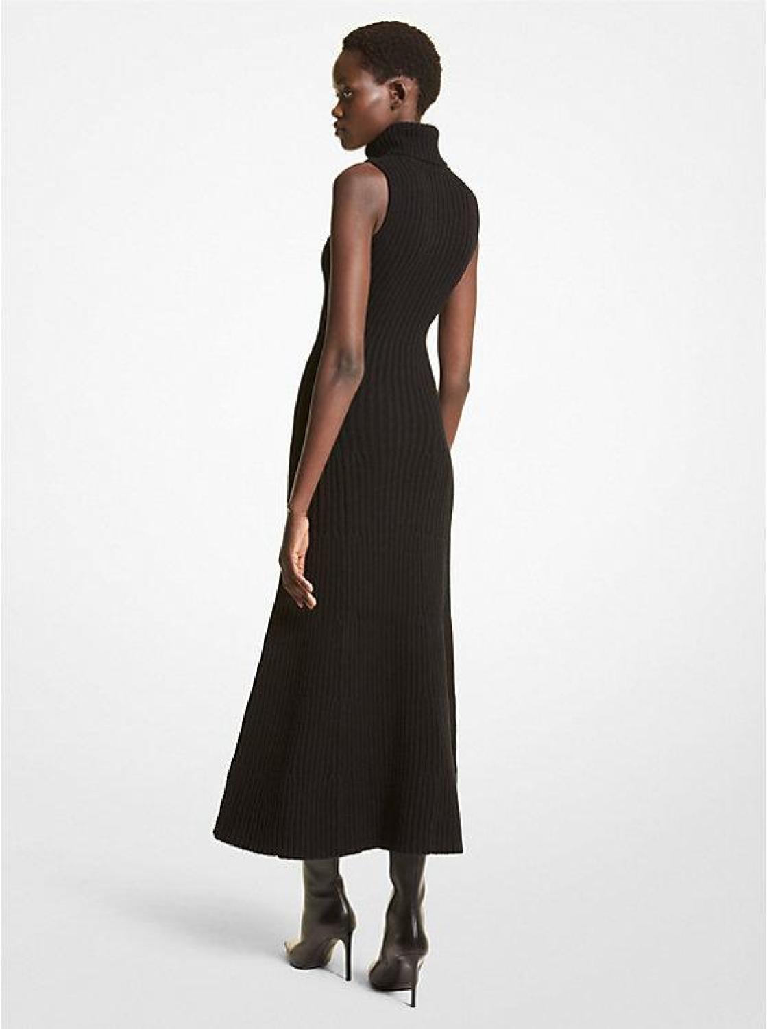 Ribbed Cashmere Turtleneck Dress