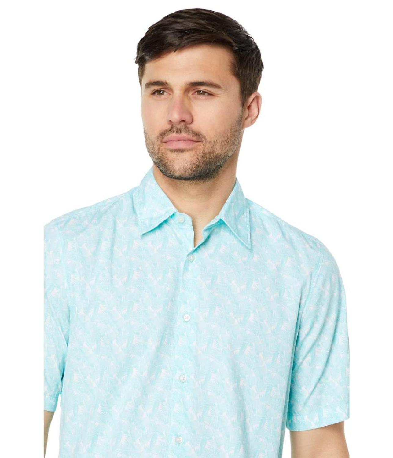 Rash Patterned Short Sleeve Button-Down Shirt