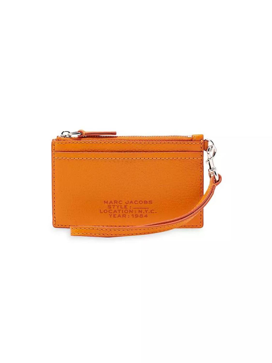 The Leather Top Zip Wristlet