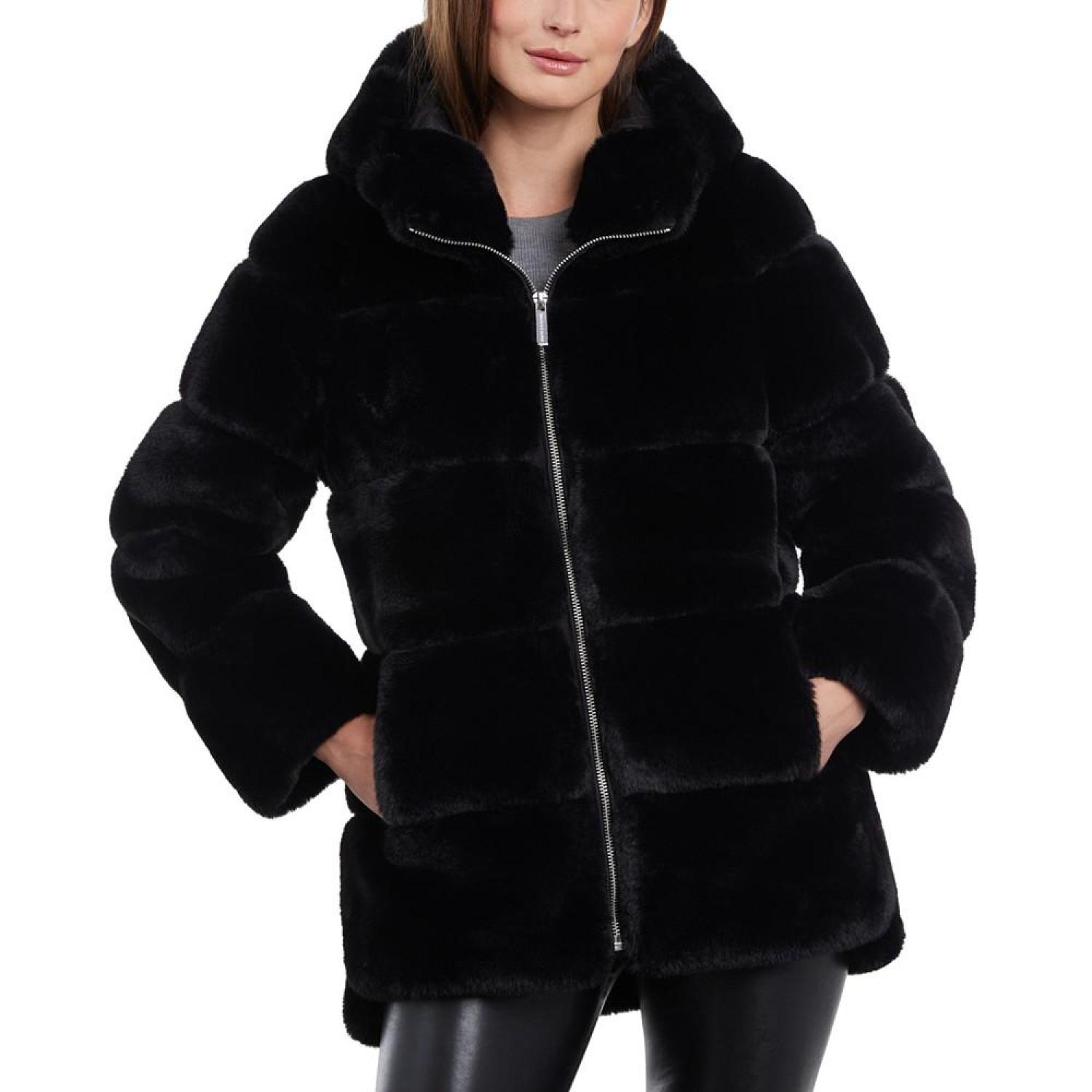 Womens petite faux fur on sale coats