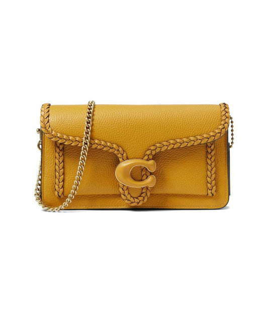 Braided Leather Trim Tabby Chain Clutch