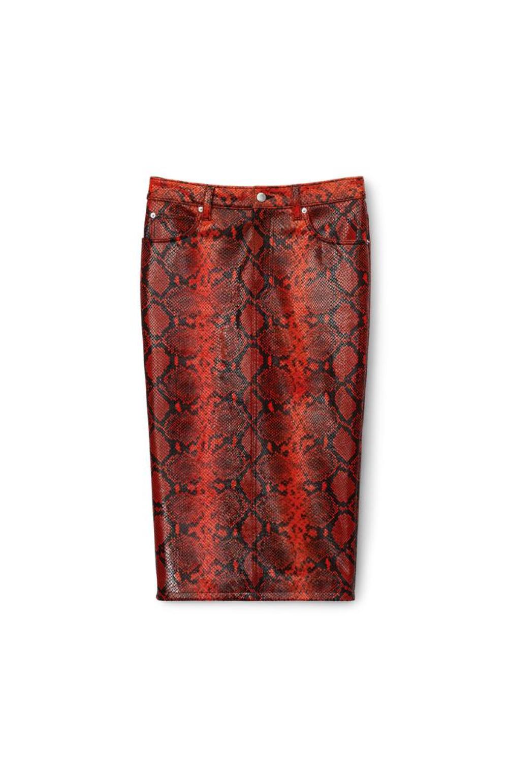 Leather Pencil Skirt In "Snakeskin"