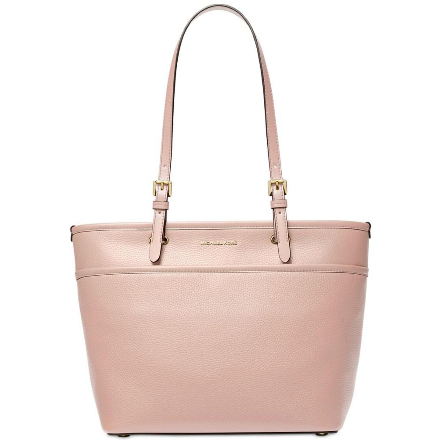 Medium Leather Top Zip Pocket Tote