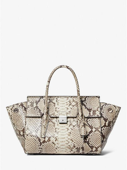 Campbell Medium Python Embossed Leather Satchel