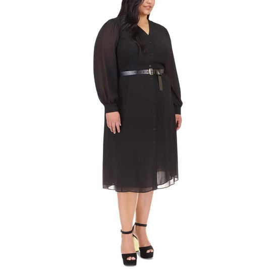 Plus Size Belted Button-Up Kate Dress