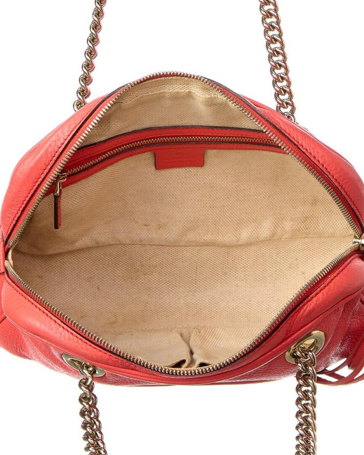 Gucci Red GG Canvas & Leather Chain Soho Tote (Authentic Pre-Owned)