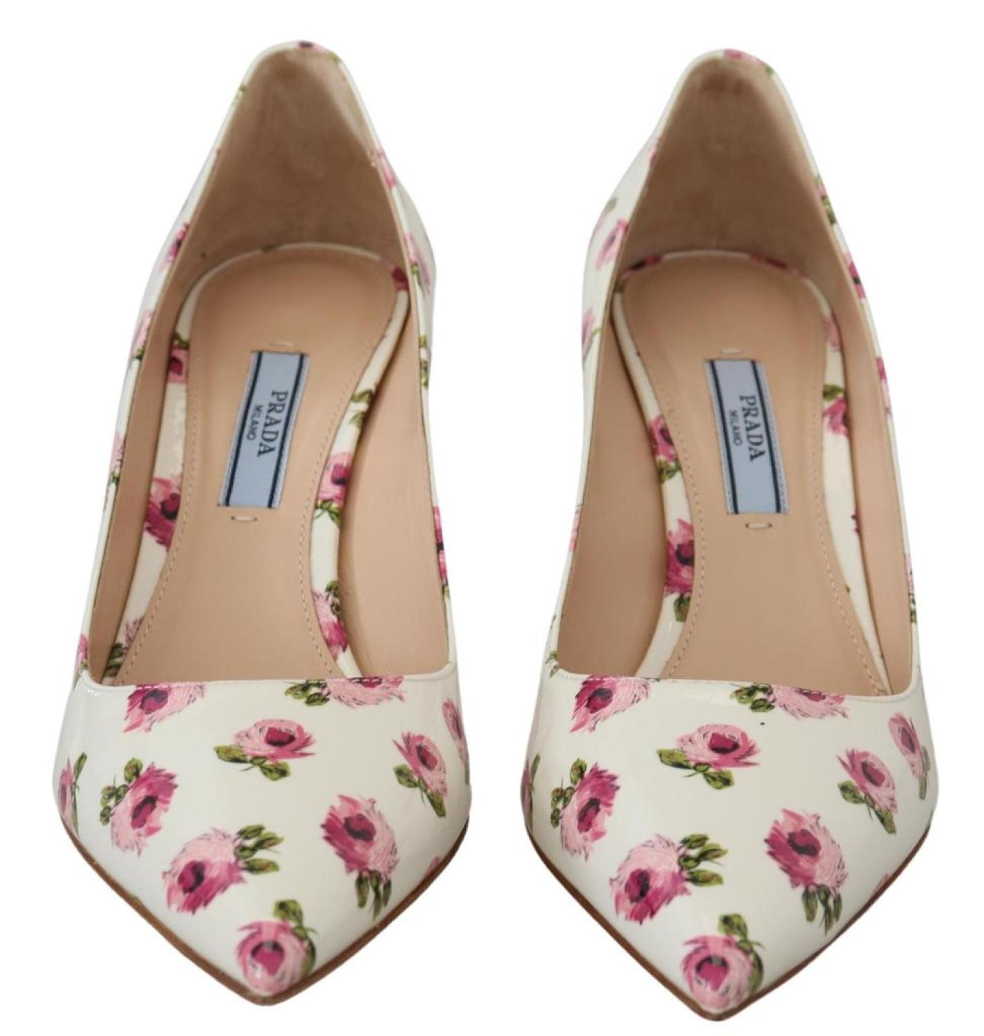 Prada Leather Floral Heels Stilettos Women's Pumps