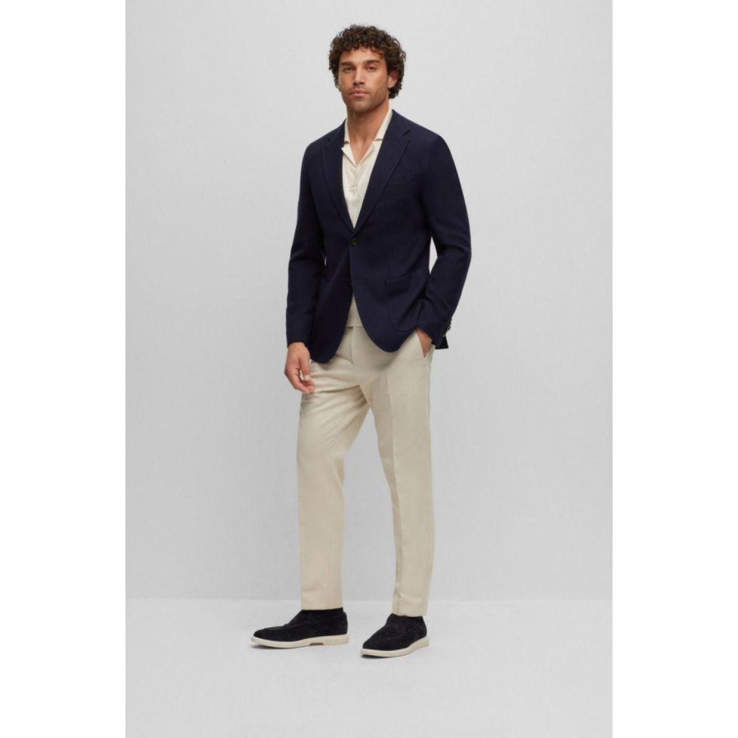 Slim-fit jacket in micro-patterned virgin wool