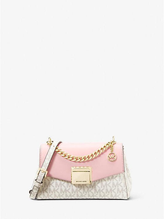 Lita Small Two-Tone Logo and Leather Crossbody Bag