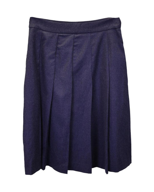 Weekend Max Mara Pleated Skirt in Navy Blue Virgin Wool