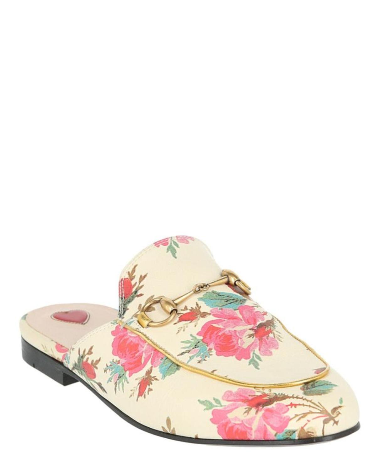 Gucci Princetown Floral Leather Slippers