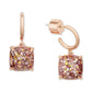 Square Glitter Stone Charm Huggie Hoop Earrings