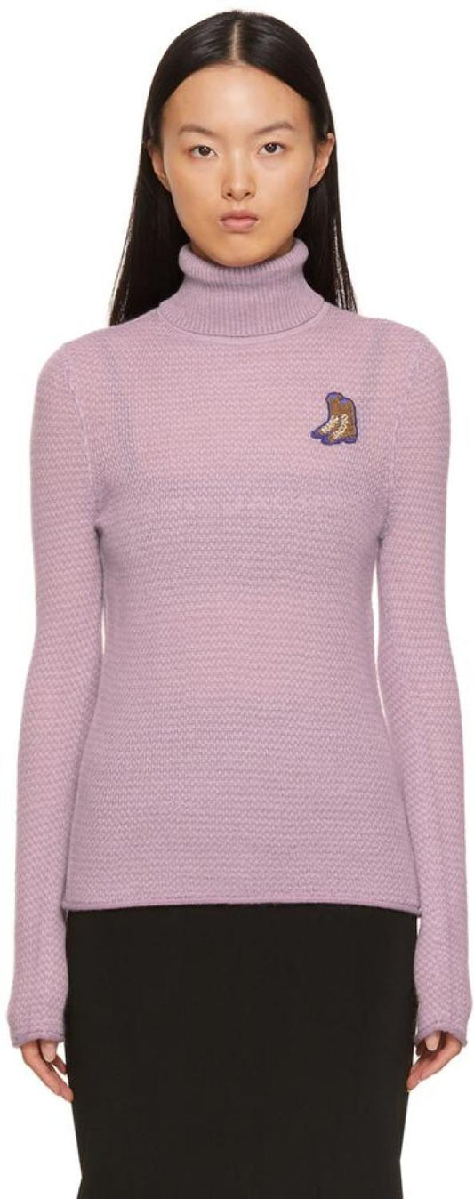 Purple 'The Tuckstitch Turtleneck' Sweater