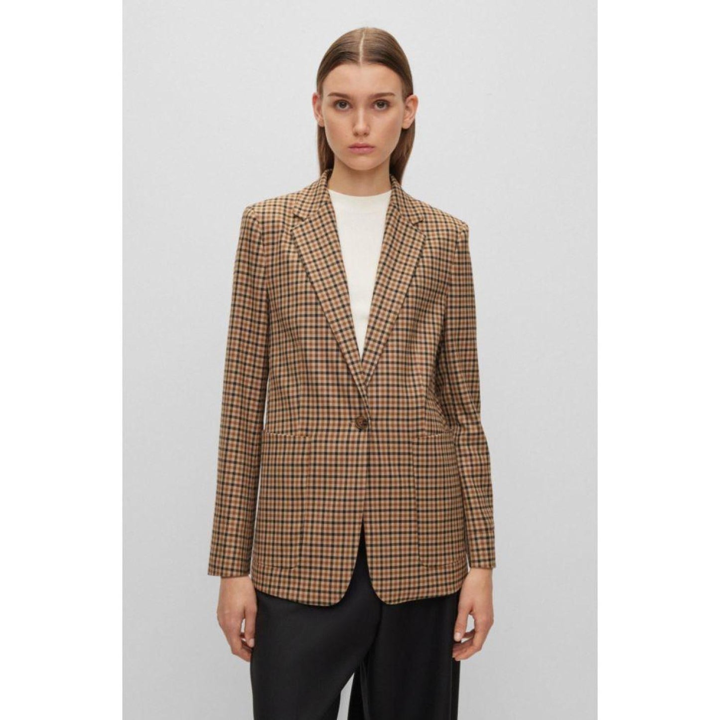 Longline regular-fit jacket in checked material