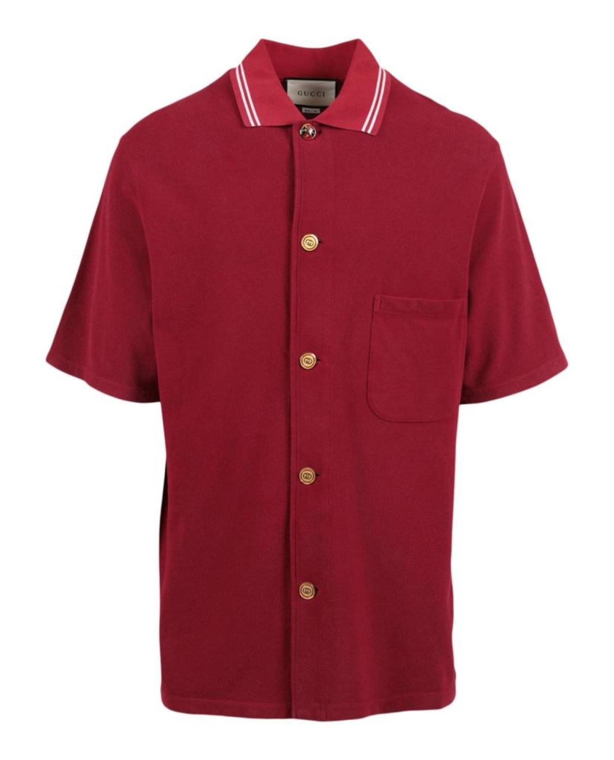 Gucci Striped Collar Cotton Polo Shirt