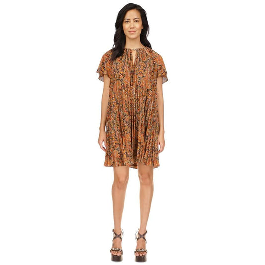 Women's Paisley Chain Pleated Dress, Regular & Petite