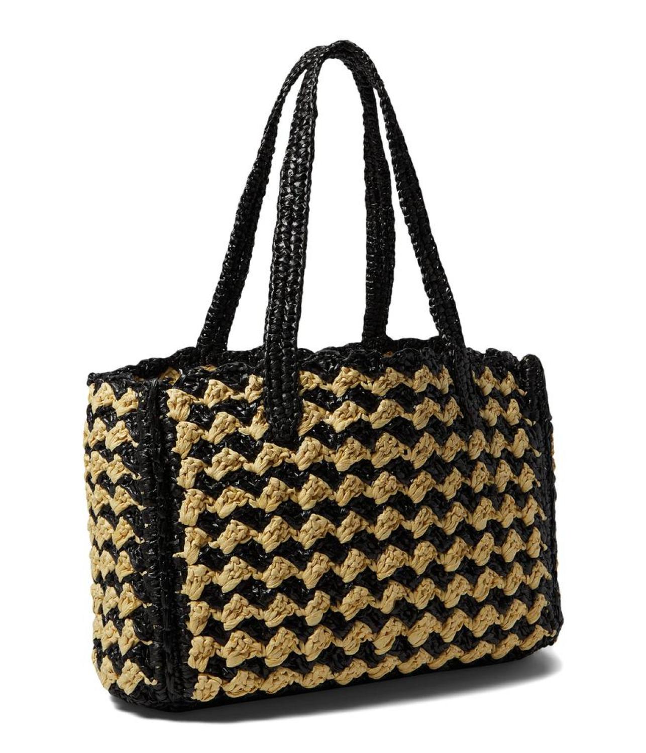 High Tide Striped Crochet Raffia Medium Tote