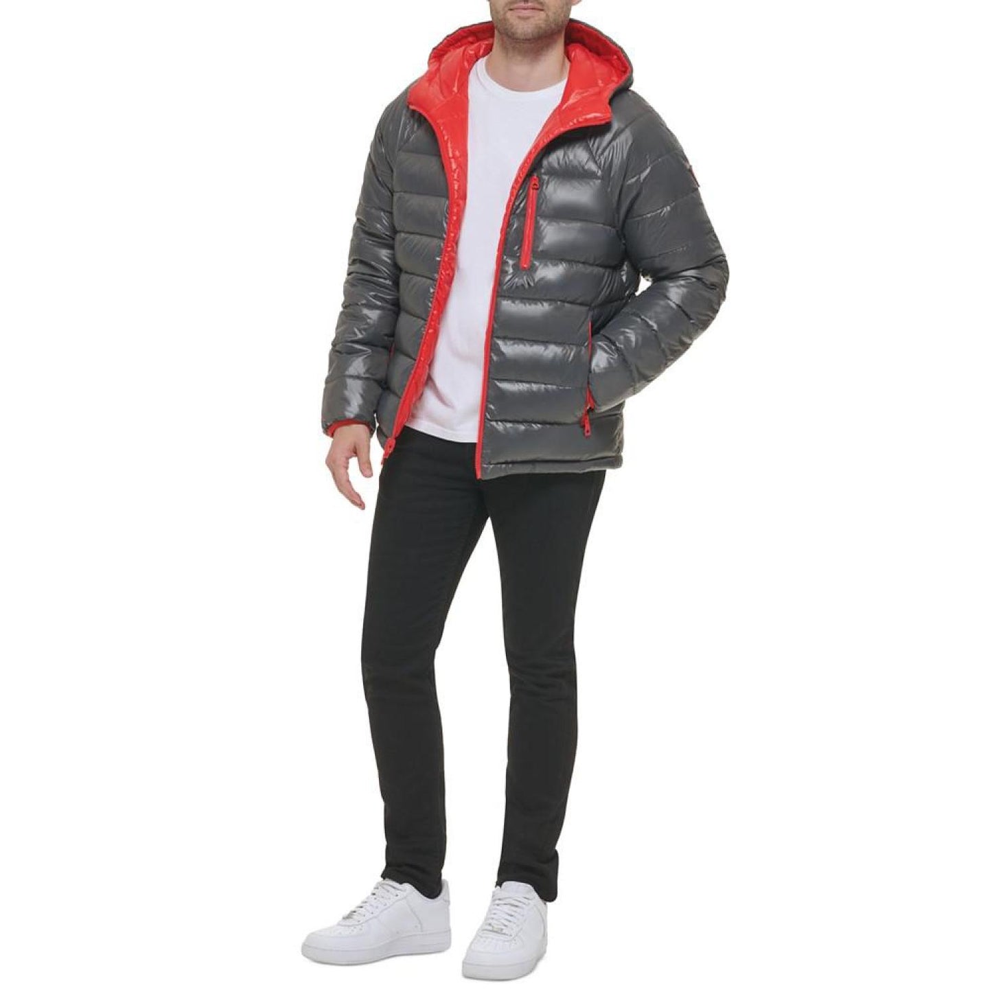 Men's Reversible Quilted Full-Zip Hooded Puffer Jacket