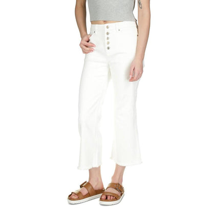 Women's Button-Fly Cropped Flared Jeans