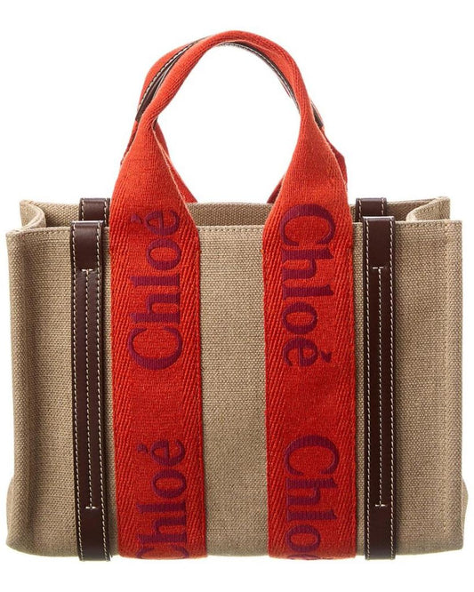 Chloé Woody Small Canvas & Leather Tote