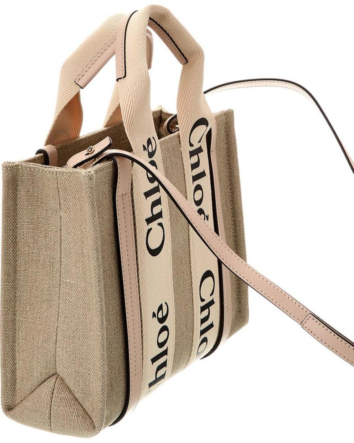 Chloé Woody Small Canvas & Leather Tote