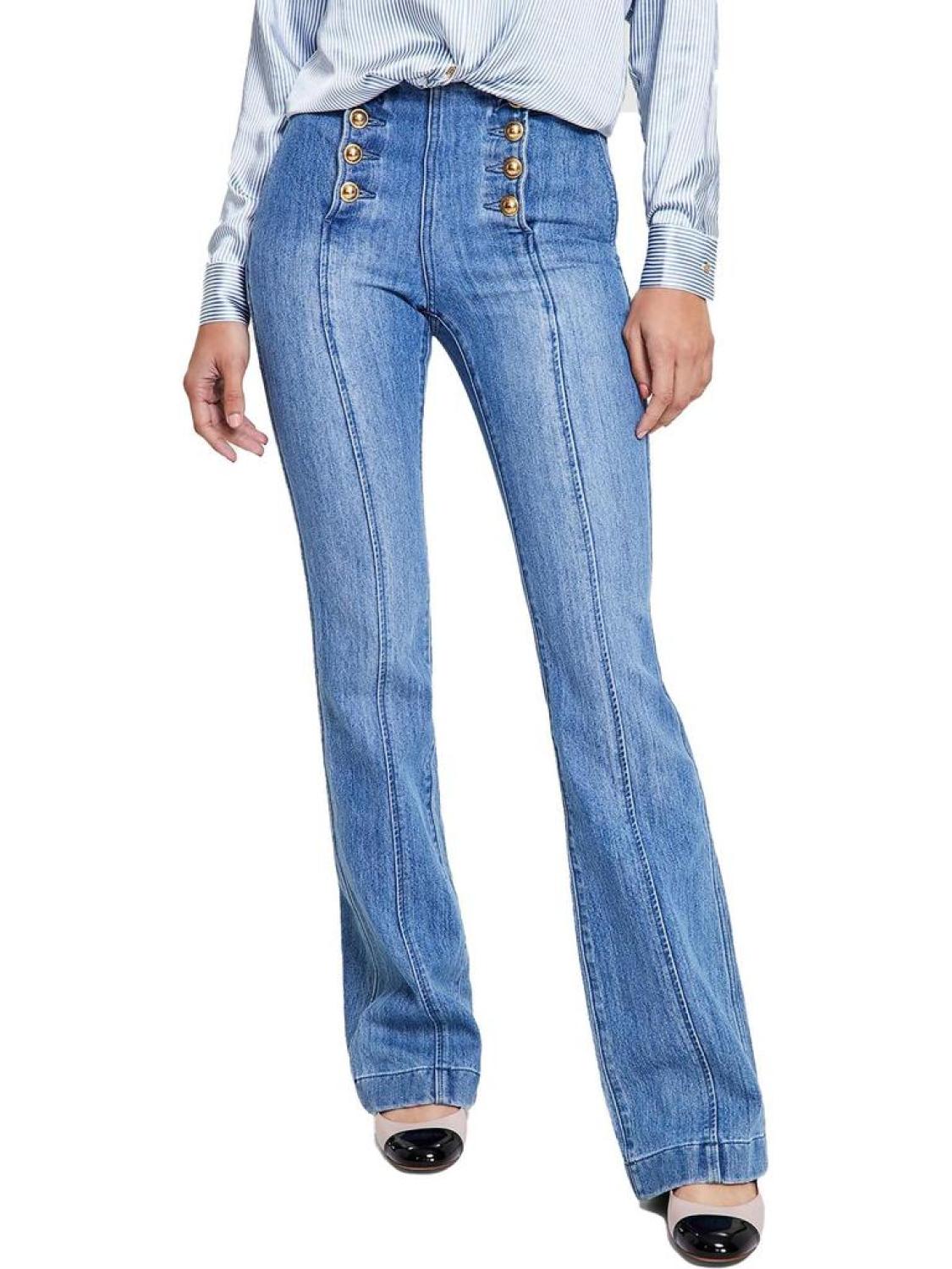 Womens Sailor Front Flared Leg Flare Jeans