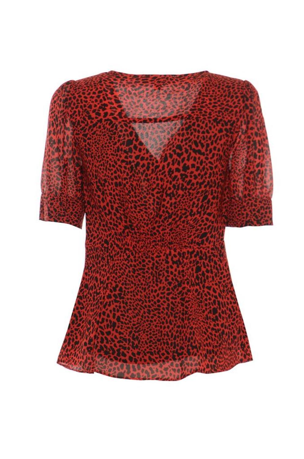 Michael Michael Kors Leopard Printed V-Neck Blouse