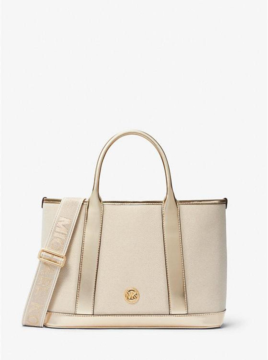 Luisa Medium Cotton Canvas and Metallic Satchel