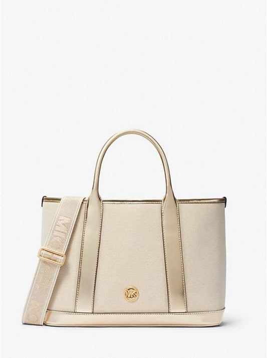 Luisa Medium Cotton Canvas and Metallic Satchel