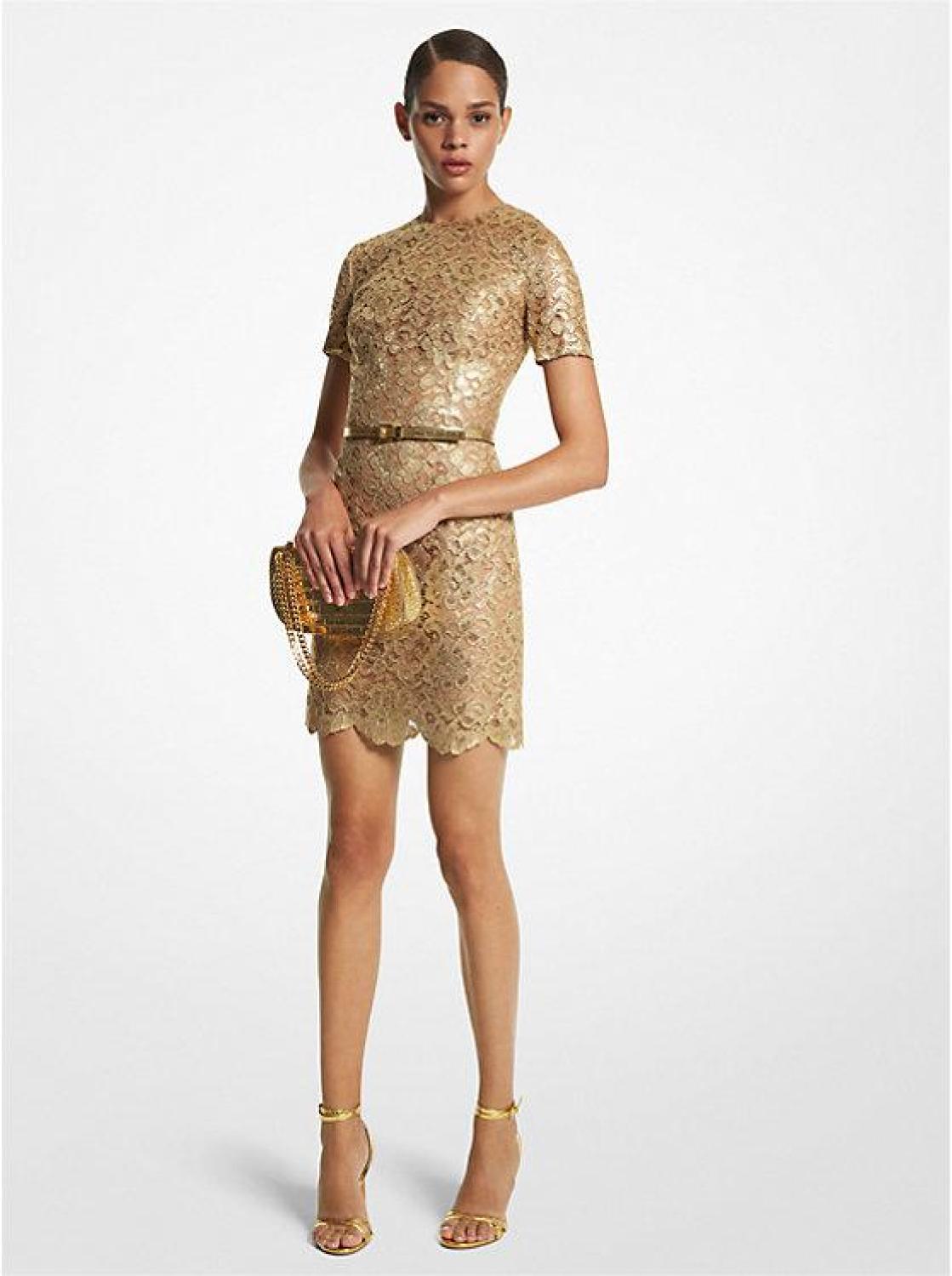 Metallic Lace Dress