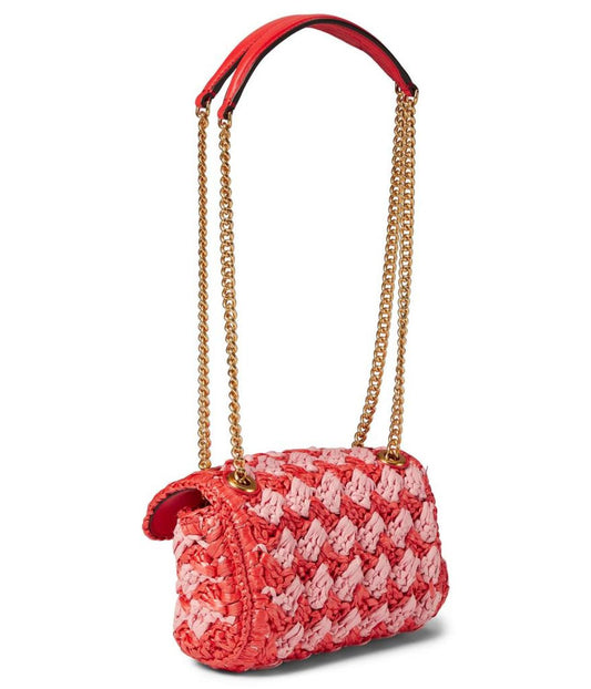 Evelyn Striped Crochet Raffia Small Shoulder Crossbody