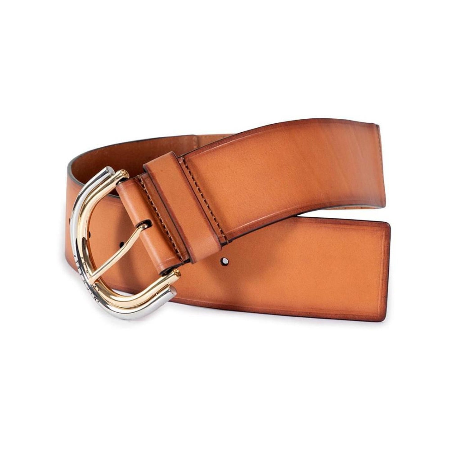 Leather Stretch Belt with Double Buckle